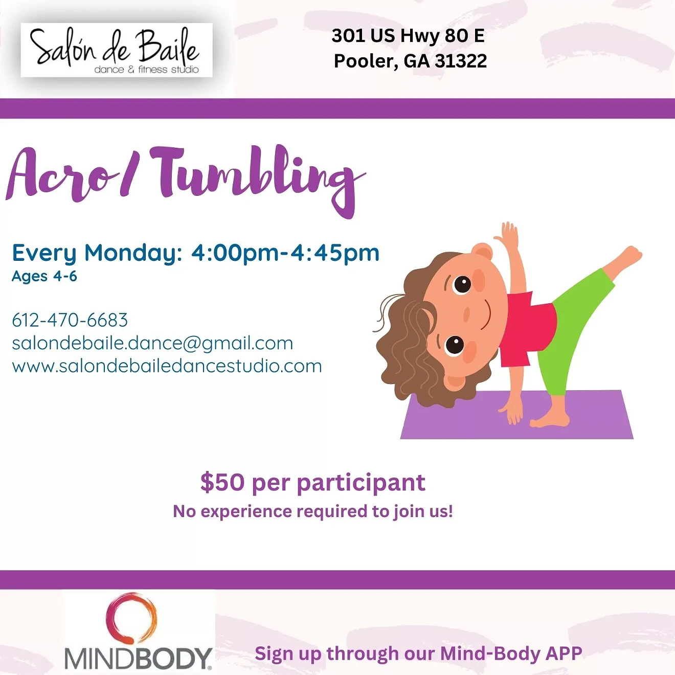Acro/Tumbling Classes at SdeBDanceStudio