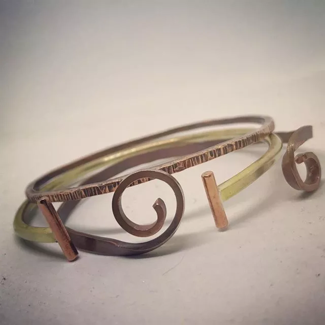 Brass and Copper Bracelets by Beginning Students