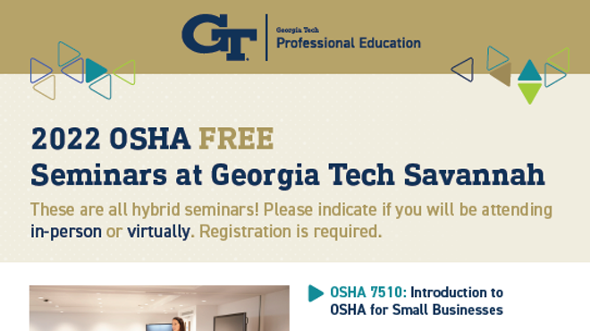 Image: Georgia Tech Savannah: OSHA Infectious Disease Training for Long Term Care Healthcare Workers